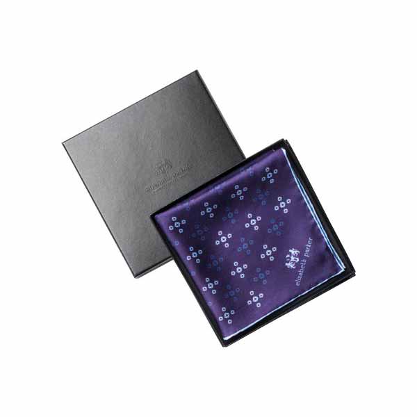 Sky Blue Revolving Knot Silk Pocket Square by Elizabeth Parker in gift box