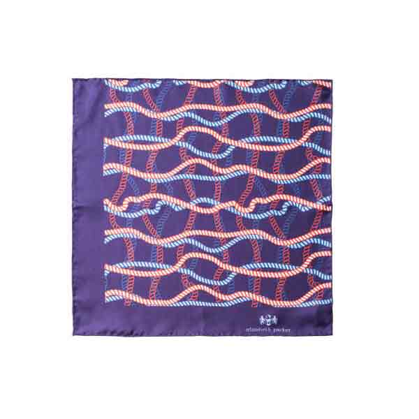 Red White and Blue Rope Twist Silk Pocket Square by Elizabeth Parker