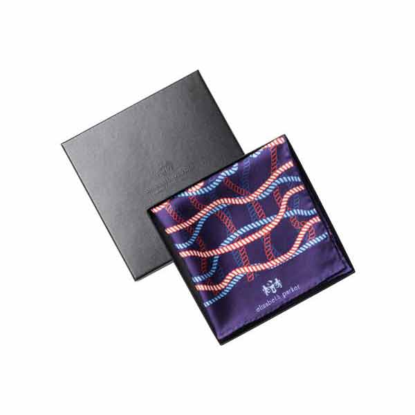 Red White and Blue Rope Twist Silk Pocket Square by Elizabeth Parker