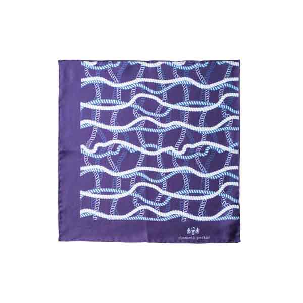 Blue and White Rope Twist Silk Pocket Square By Elizabeth Parker