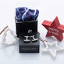Navy, blue and white rope twist silk pocket square and rope cufflinks Christmas gift set by Elizabeth Parker