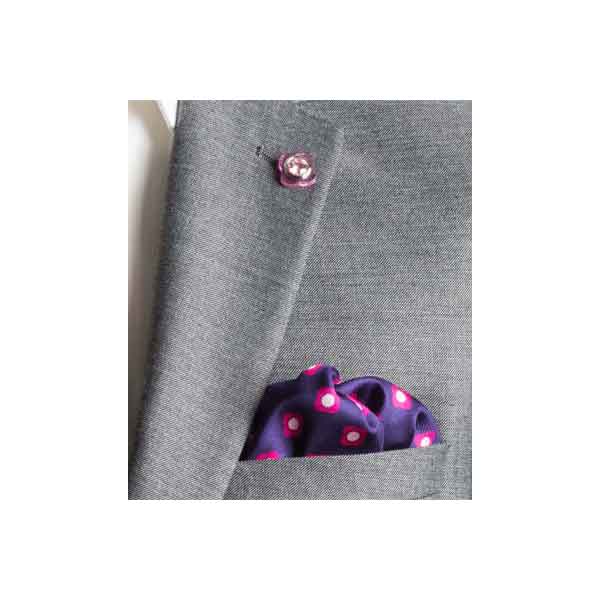 Pink Daisy Do Silk Pocket Square by Elizabeth Parker in jacket pocket