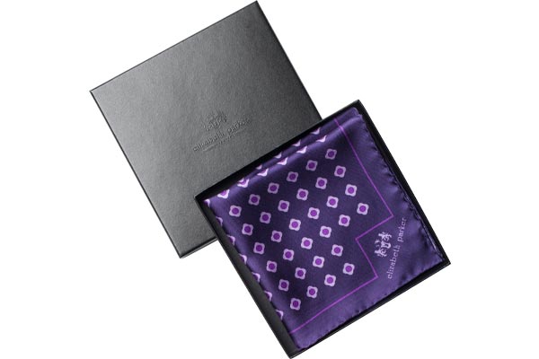Purple Daisy Do Silk Pocket Square by Elizabeth Parker