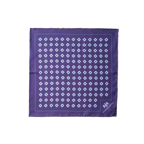 Blue Daisy Do Silk Pocket Square by Elizabeth Parker
