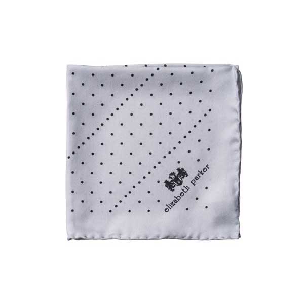 Grey Multi Dotty Silk Pocket Square By Elizabeth Parker