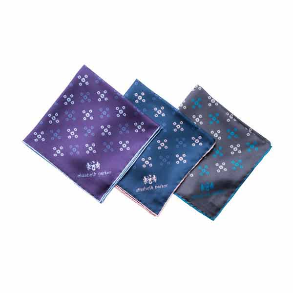 Revolving Knot Silk Pocket Square Range from Elizabeth Parker