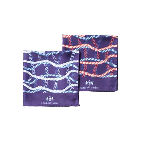 Rope Twist Silk Pocket Square Range by Elizabeth Parker