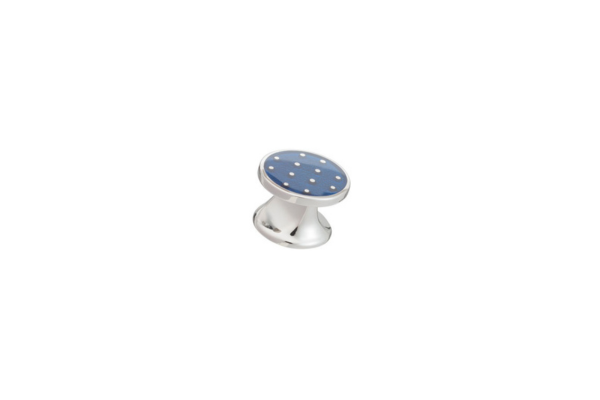 Single Blue Enamel Polka Dot Dress Stud