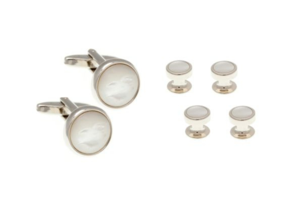 4 Mother Of Pearl Dress Studs & Cufflinks Set