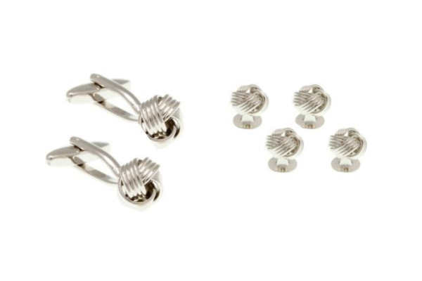 Silver Knot Dress Studs & Cufflinks Set