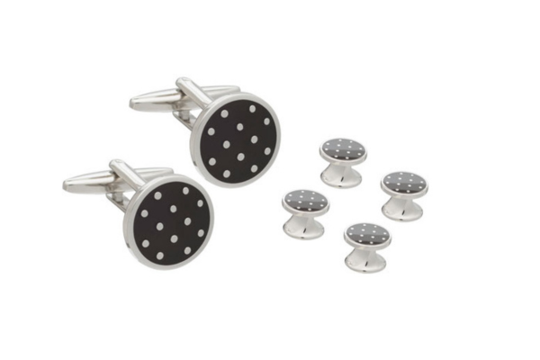 Black Polka Dot Cufflink and Dress Stud Set