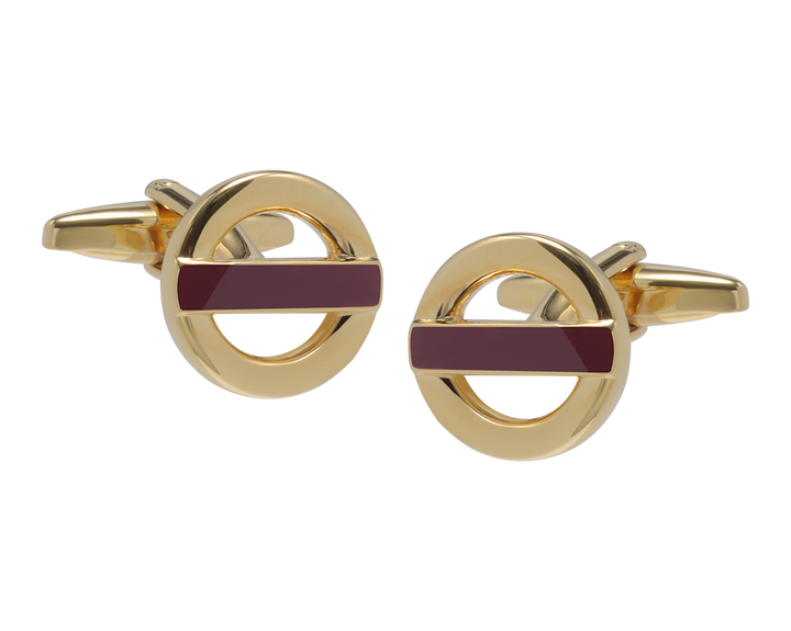 Roundel Gold and Burgundy Cufflinks