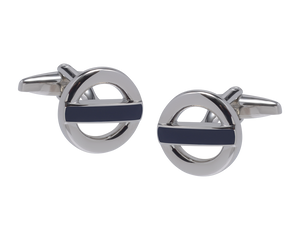 Roundel Metal and Navy Cufflinks