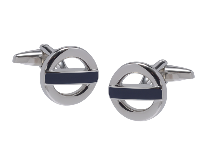 Roundel Metal and Navy Cufflinks