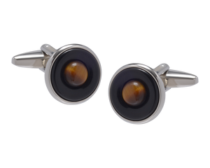 Saturn Sphere Tiger Eye Cufflinks