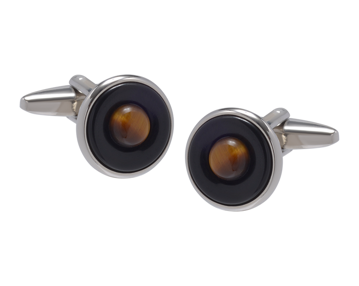 Saturn Sphere Tiger Eye Cufflinks