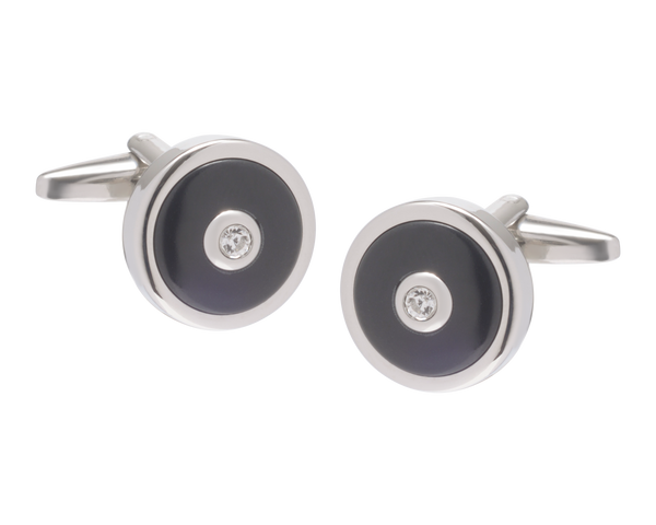 Odot Onyx & Crystal Cufflinks