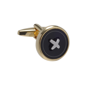 Bold Button Gold & Onyx Cufflinks