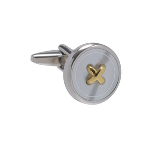 Bold Button Metal and Mother of Pearl Cufflinks
