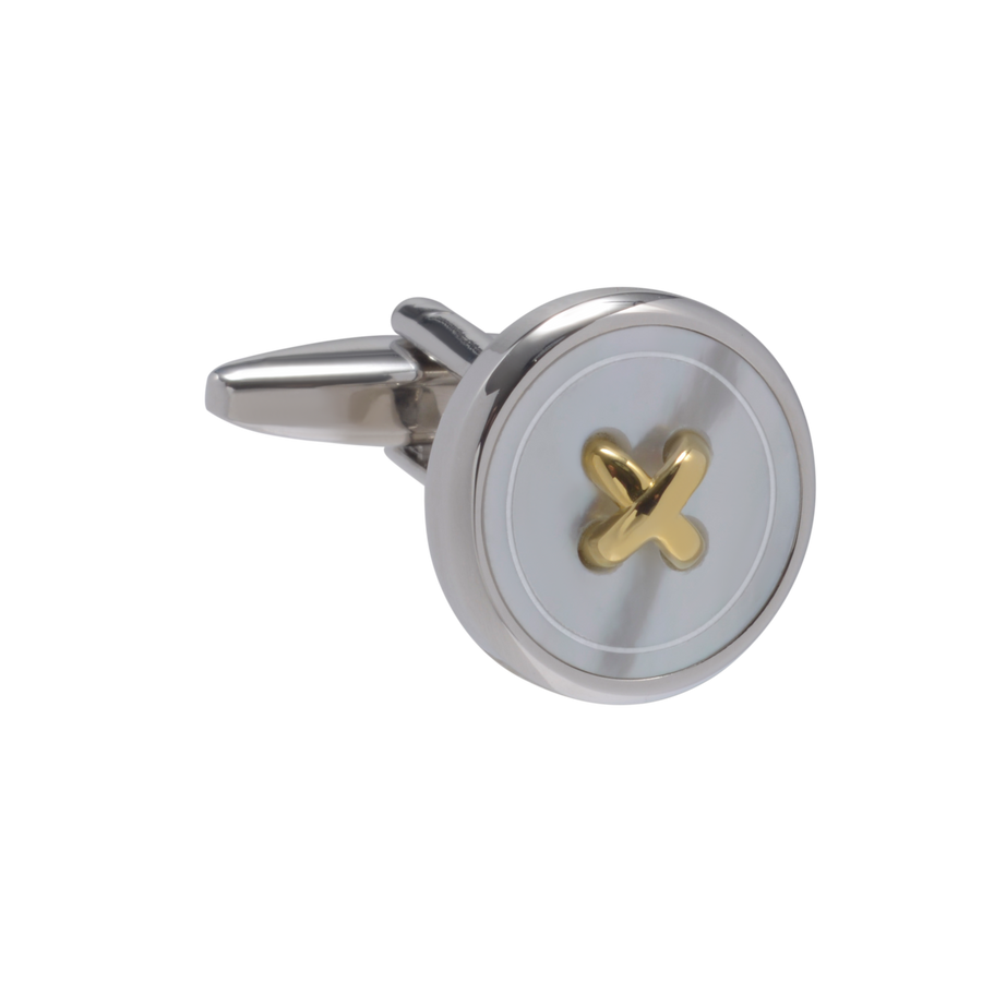 Bold Button Metal and Mother of Pearl Cufflinks