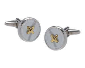 Bold Button Metal and Mother of Pearl Cufflinks