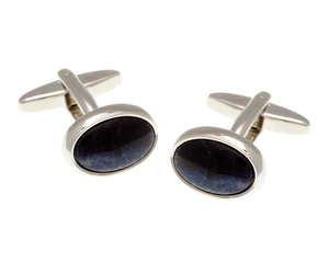 Oval Sodalite Blue Stone Cufflinks