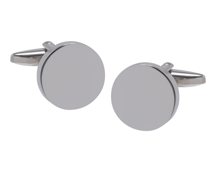 Personalised Stainless Steel Round Cufflinks with Complimentary Engraving (T)