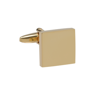 Gold square cufflink on a white background