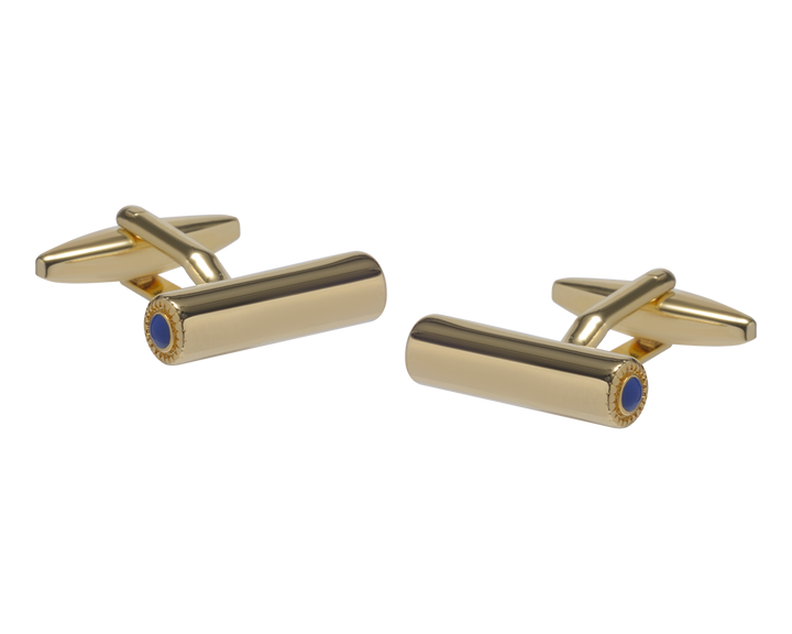Blue Fancy Ended Tube Cufflinks