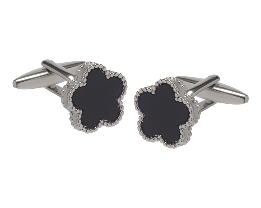 Pentamerous Flower Onyx Cufflinks