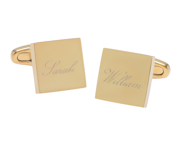 Personalised Gold Plate Stainless Steel Square Cufflinks