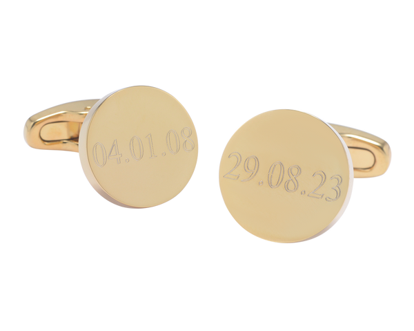 Personalised Stainless Steel With Gold Plate Round Cufflink