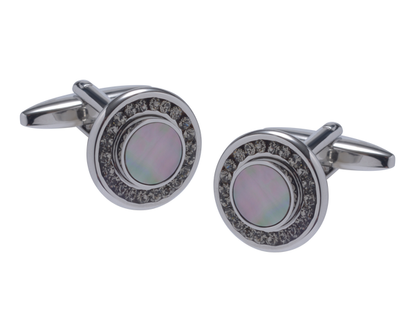 The Lumina Smokey MOP & Crystal Cufflinks