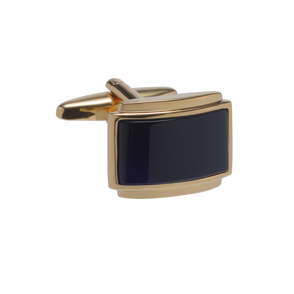 Plinthed Gold Plated Onyx Rectangle Cufflinks