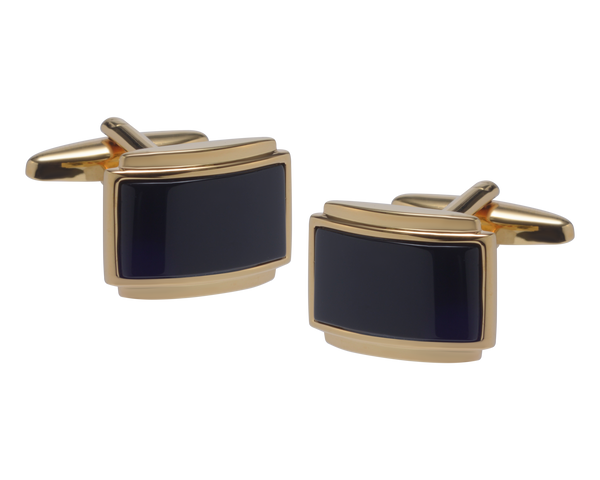 Plinthed Gold Plated Onyx Rectangle Cufflinks