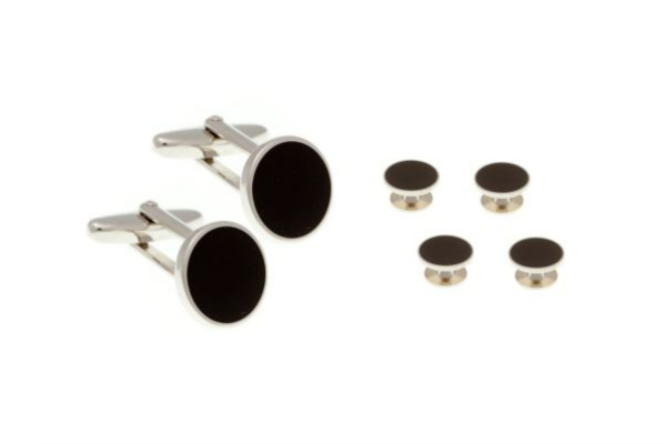 4 Black Dress Studs And Cufflinks Set