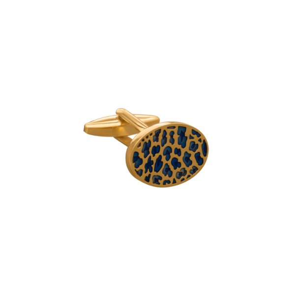 'The Wildling' Blue and Gold Leopard Print Cufflink