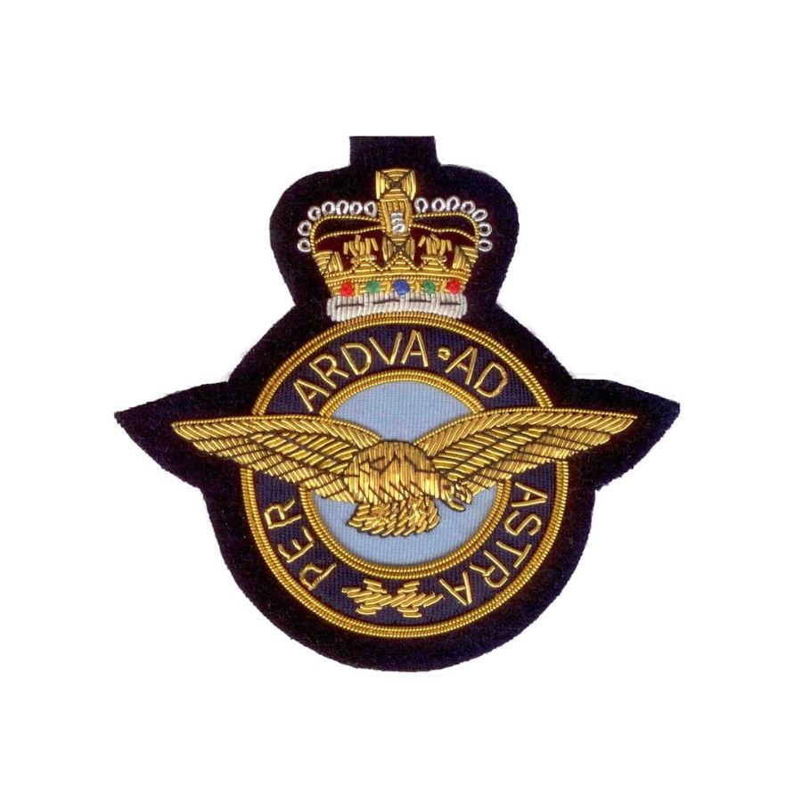 Hand Embroidered Heraldic Blazer Badge Crest With Gold & Silver Bullion Wire