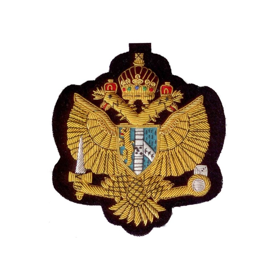 Hand Embroidered Heraldic Blazer Badge Crest With Gold & Silver Bullion Wire - BB007 (YY)