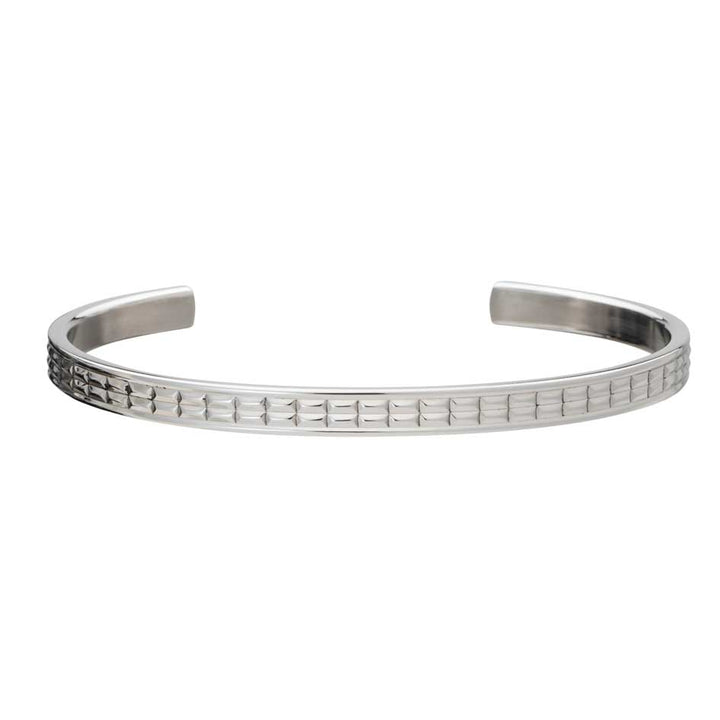 Grid Patterned Stainless Steel Men's Cuff Bangle by Elizabeth Parker