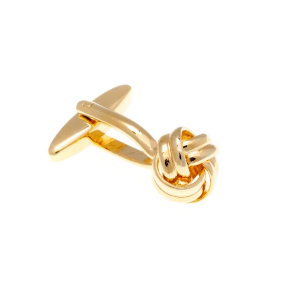 Gold Plated Knot Intricate Woven Ribbon Design Plain Metal Simply Metal Cufflinks by Elizabeth Parker England