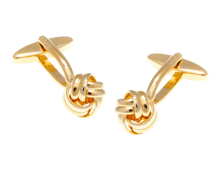 Gold Plated Intricate Woven Ribbon Knot Cufflinks