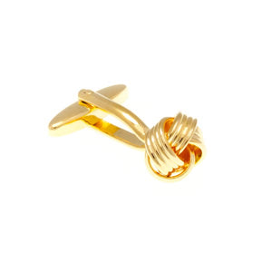 Gold Plated Gilt Knot Intricate Woven Knot Weave Plain Metal Simply Metal Cufflinks by Elizabeth Parker England