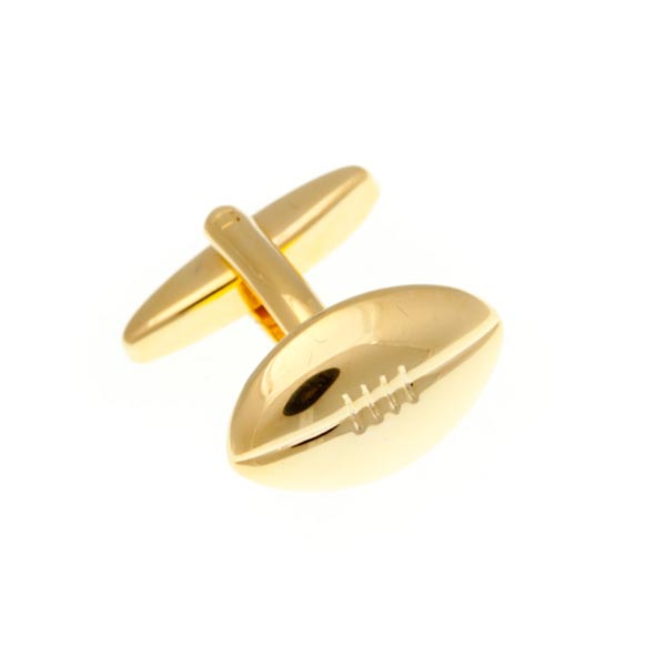 Rugby Ball Gold Plated Gilt Plain Metal Simply Metal Cufflinks - by Elizabeth Parker England
