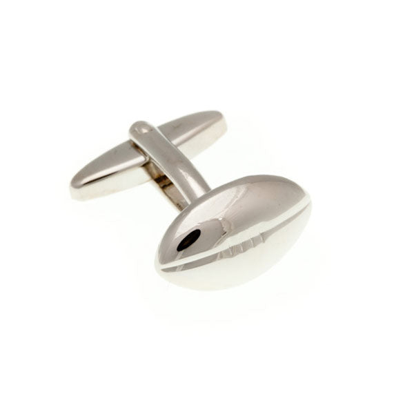 Rugby Ball Plain Metal Simply Metal Cufflinks by Elizabeth Parker England