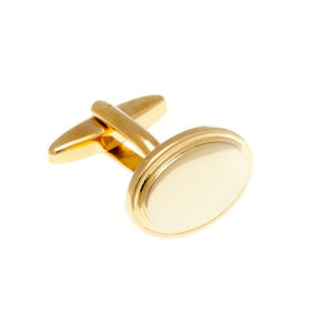 Oval Gold Plated Gilt Plain Metal Simply Metal Cufflinks by Elizabeth Parker England