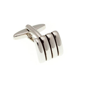 Domed Stripe Simply Metal Enamel Cufflinks by Elizabeth Parker England