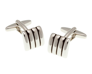 Domed Stripe Square Cufflinks