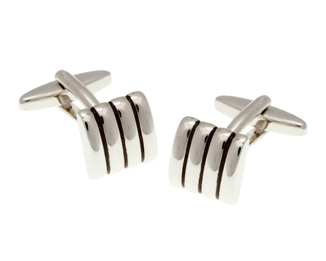 Domed Stripe Square Cufflinks