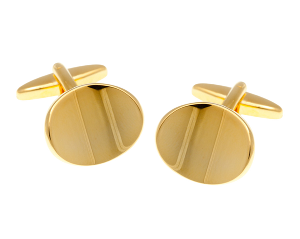 Abstract Oval Gold Plated Cufflinks